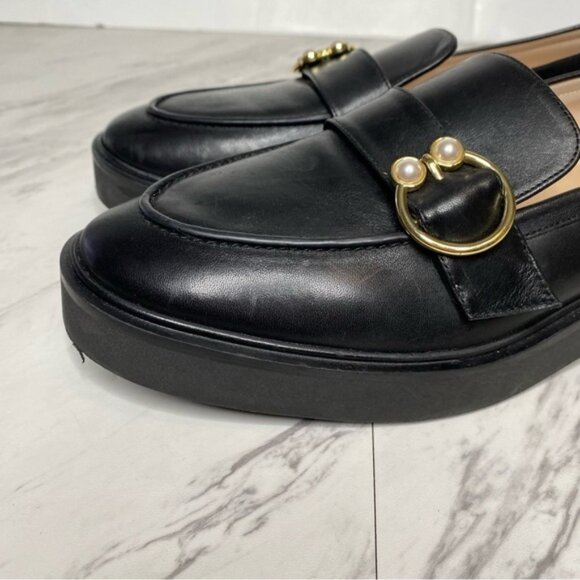 Stuart Weitzman Brenna Black Leather Loafer 8 1/2 B - Picture 10 of 16